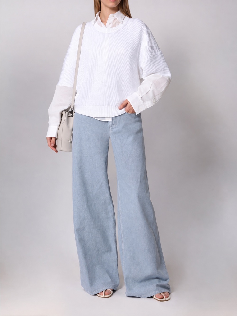 Brunello Cucinelli White Crewneck Cotton Sweater M